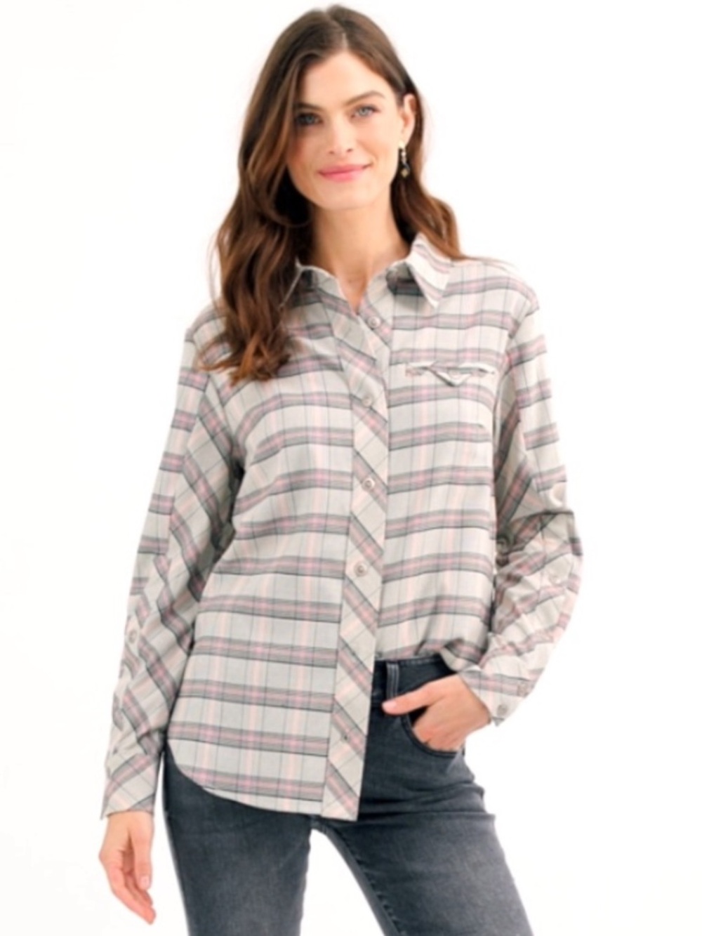 Cabi 4710 Plaid Hideout Shacket Shirt Jacket Size Medium
